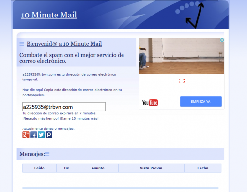 10Minutemail.com, un servicio de correo temporal