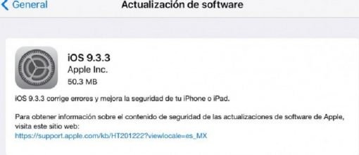 Apple lanza iOS 9.3.3